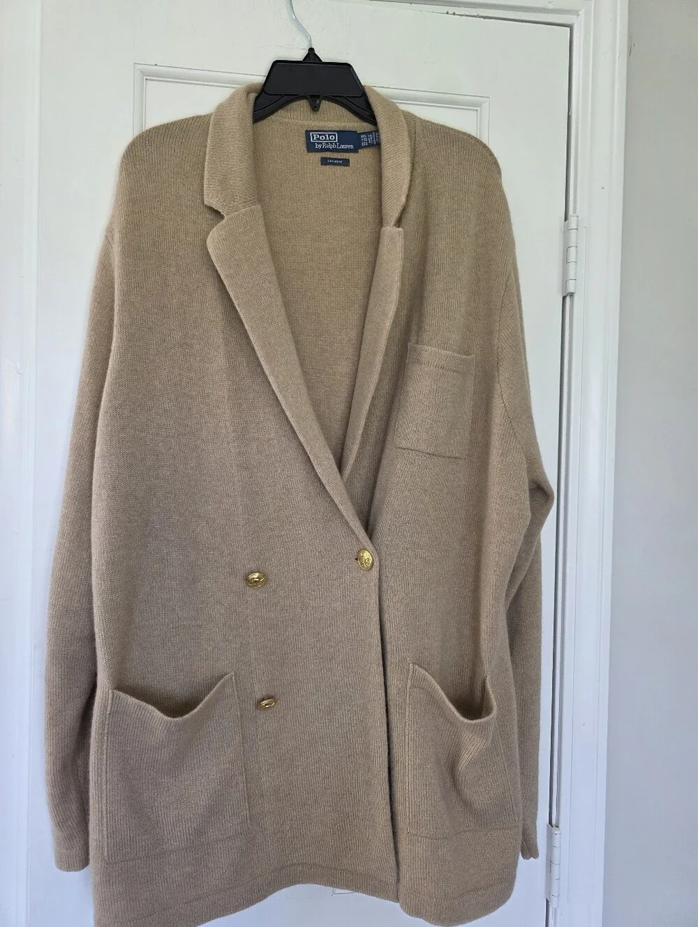 Polo Ralph Lauren Men's Cashmere Blazer Cardigan, Dune Melange, XXL